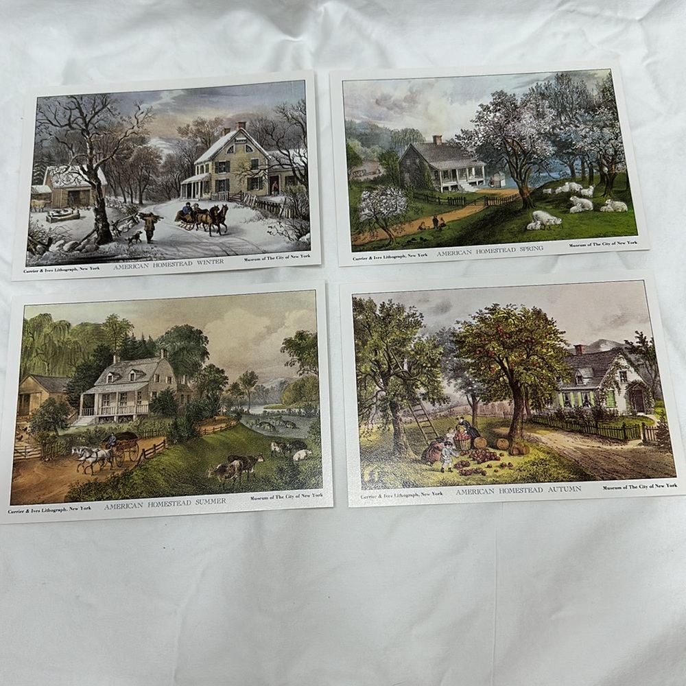Currier & Ives Lithographs, set of 4